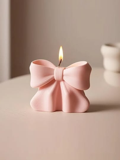 blush pink ribbon bow candle