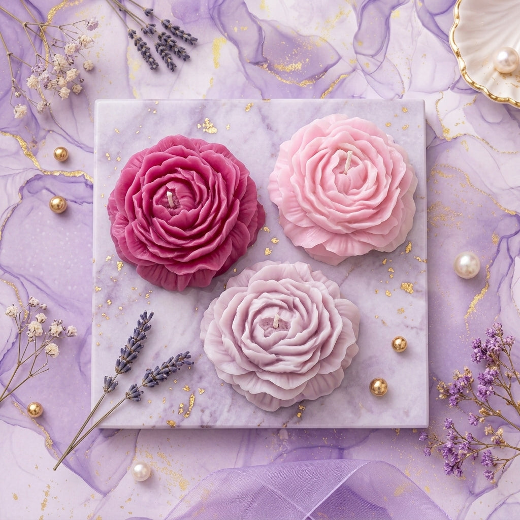 Luxury Rose Bloom Candle Set