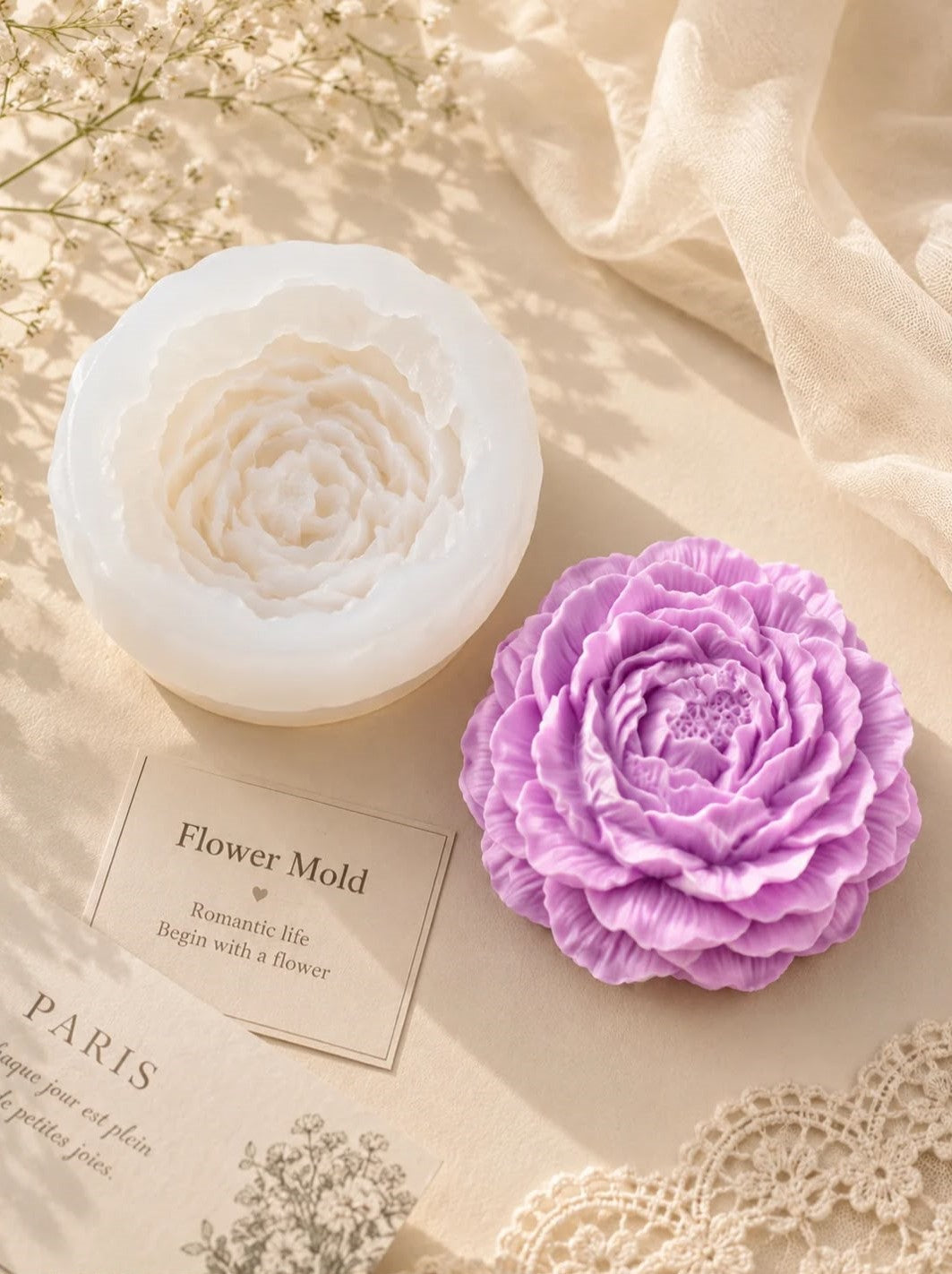 Petal Rose Flower Candle Set