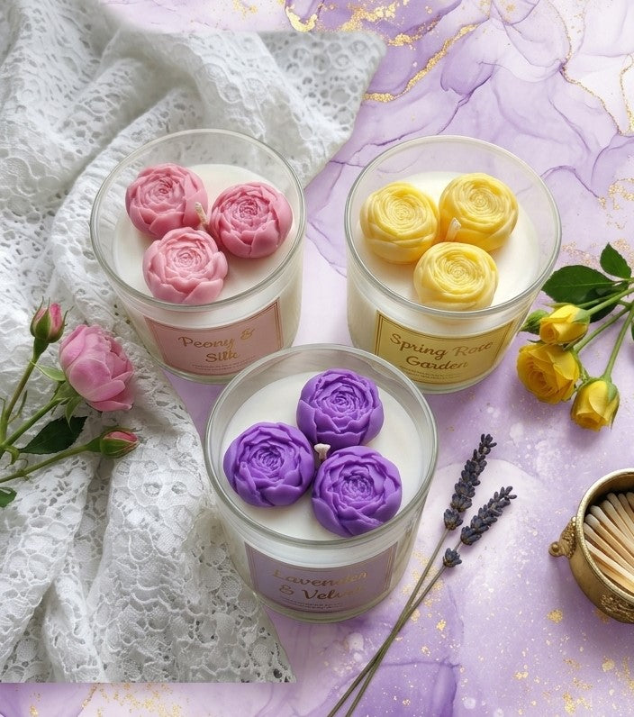 Mini Rose Jar Candle Set