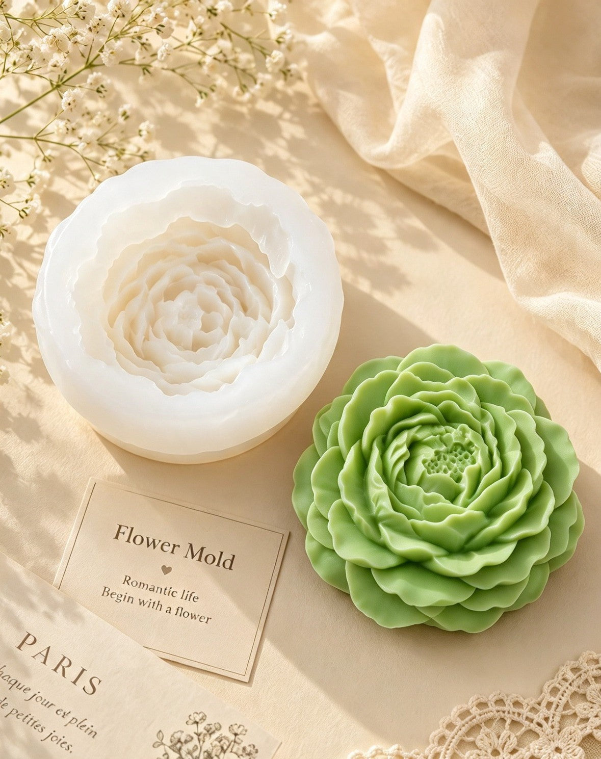 Petal Rose Flower Candle Set