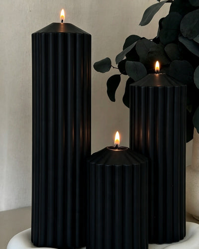 Classic Ribbed Pillar Candle Set