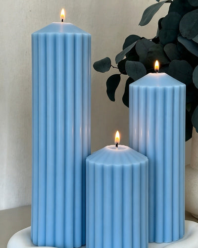 Classic Ribbed Pillar Candle Set